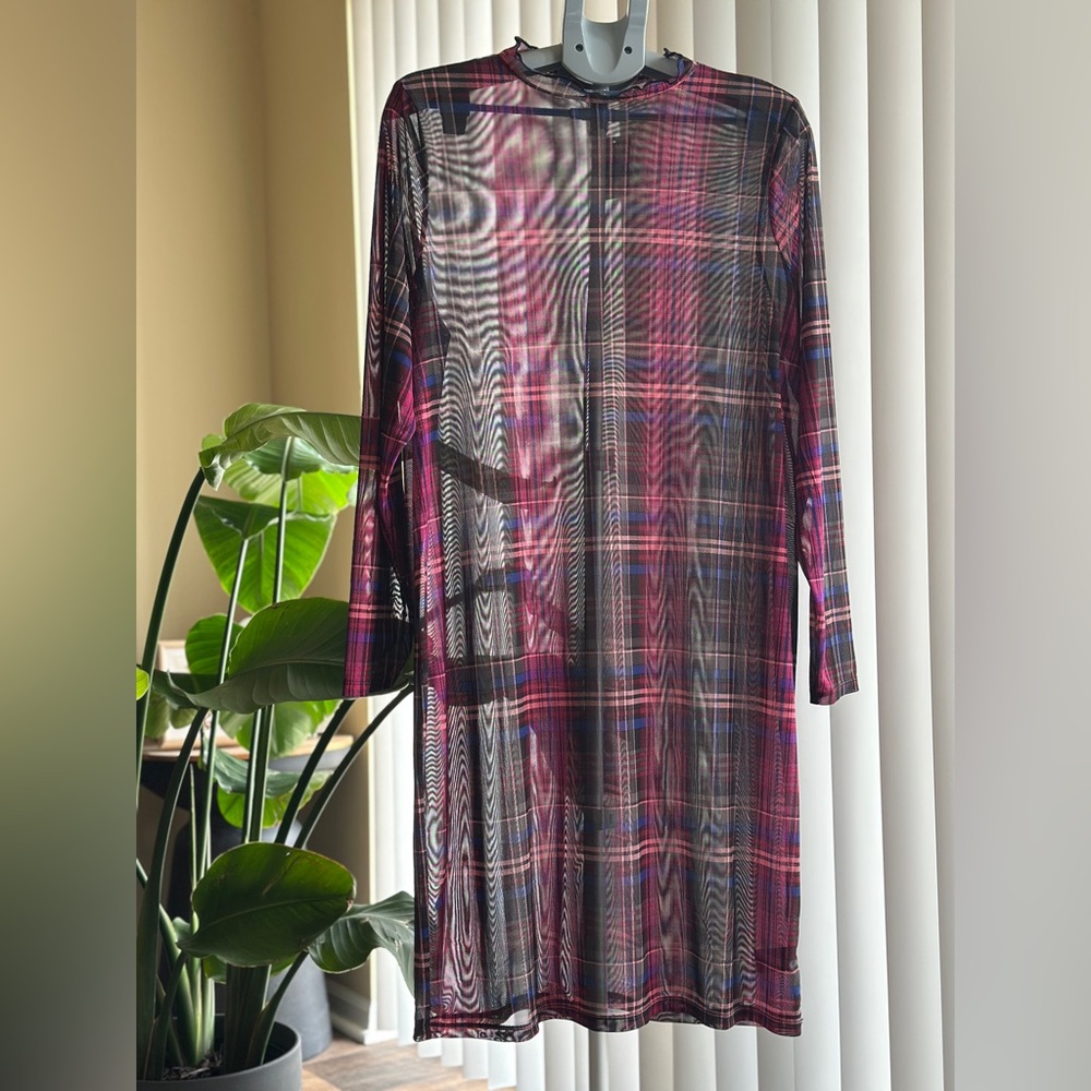 NWT Torrid Black and Pink Plaid Long Sleeve Dress